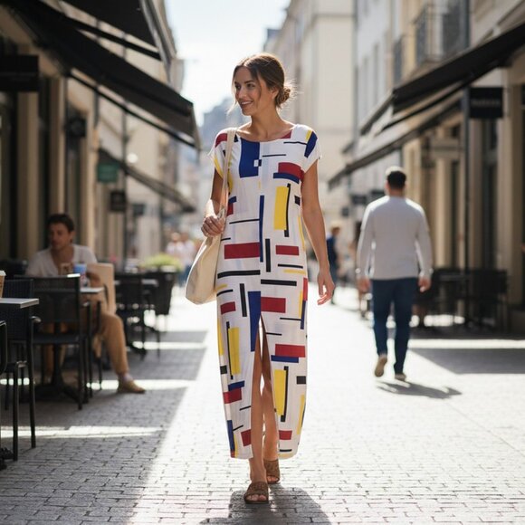 Abstract Print Flowy Tunic Top - Picture 6 of 6